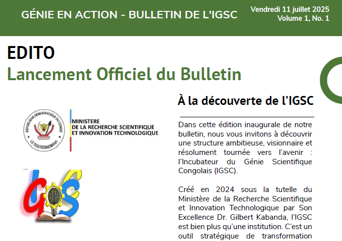 L'IGSC organise un atelier sur l'innovation technologique en RDC