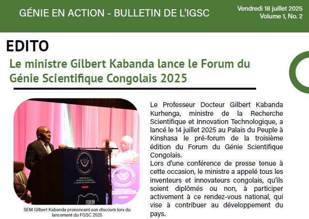 Bulletin de l’IGSC du vendredi 18 juillet 2025