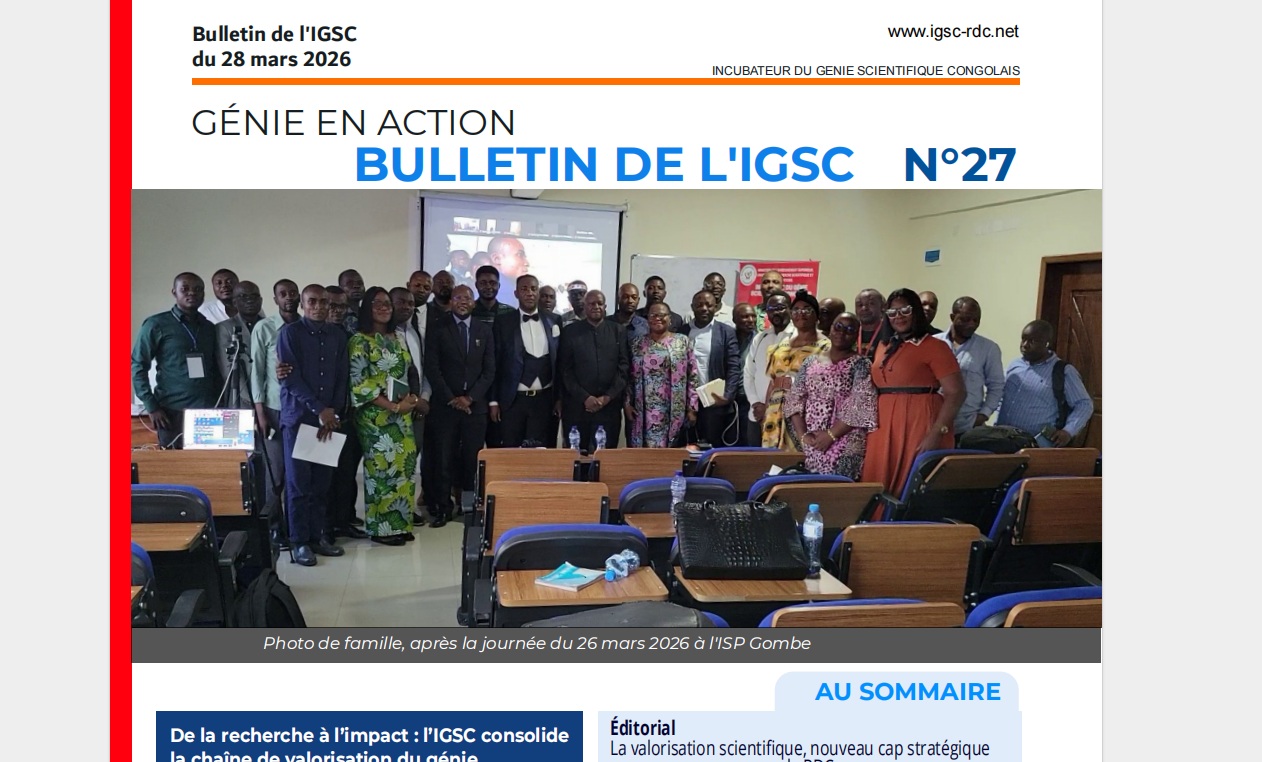 Le Bulletin IGSC n°27 est disponible : la science congolaise en mouvement