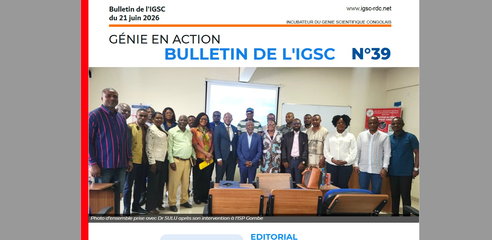 Le Bulletin hebdomadaire de l'IGSC n°39